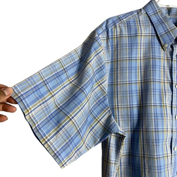 Eddie Bauer Men's Tall Relaxed Fit Plaid Wrinkle-Resistant Button-Down Shirt - Picture 5 of 7